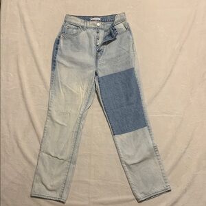 Pacsun Dad Jeans Sz 28 Straight High Rise Button Fly color block Y2K 90s